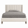 Lit double avec cadre capitonné beige en polyester 160 x 200 cm