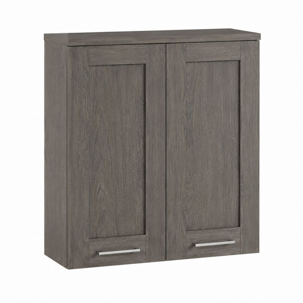 Armoire murale de salle de bain 2 portes gris chêne en panneaux de particules mélaminés 60 x 20 x 70 cm