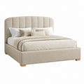 Lit double avec cadre de lit beige en polyester 160 x 200 cm