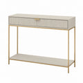 Console d'entrée avec tiroir et étagère ivoire doré en MDF et acier 100 x 35 x 80 cm