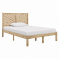 Cadre de lit double 140 x 190 cm en pin massif naturel avec tête de lit ajourée