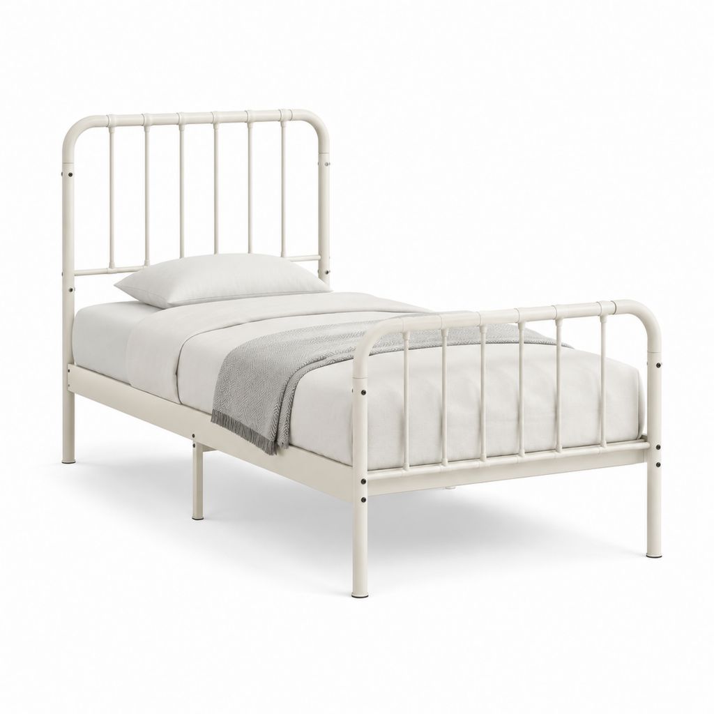 Lit simple cadre de lit en acier blanc 90 x 190 cm