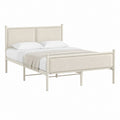 Lit double avec cadre en acier blanc et panneaux en polyester beige 160 x 200 cm