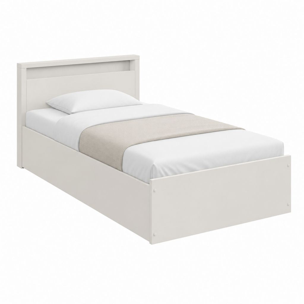 Lit simple rectangulaire blanc en panneaux de particules 90 x 190 cm