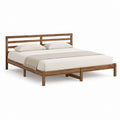 Cadre de lit double en bois massif d'acacia marron 160 x 200 cm