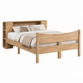 Lit double cadre de lit chêne naturel en pin massif rectangulaire avec rangement 160 x 200 cm