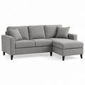 Canapé d'angle 3 places gris en polyester 200 x 145 x 85 cm