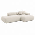 Canapé d'angle modulable écru en polyester avec méridienne 300 x 180 x 75 cm