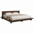 Lit plateforme 160 x 200 cm marron foncé en MDF finition noyer avec tête de lit rectangulaire
