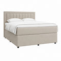 Cadre de lit double capitonné beige en polyester 160 x 200 cm avec tête de lit haute