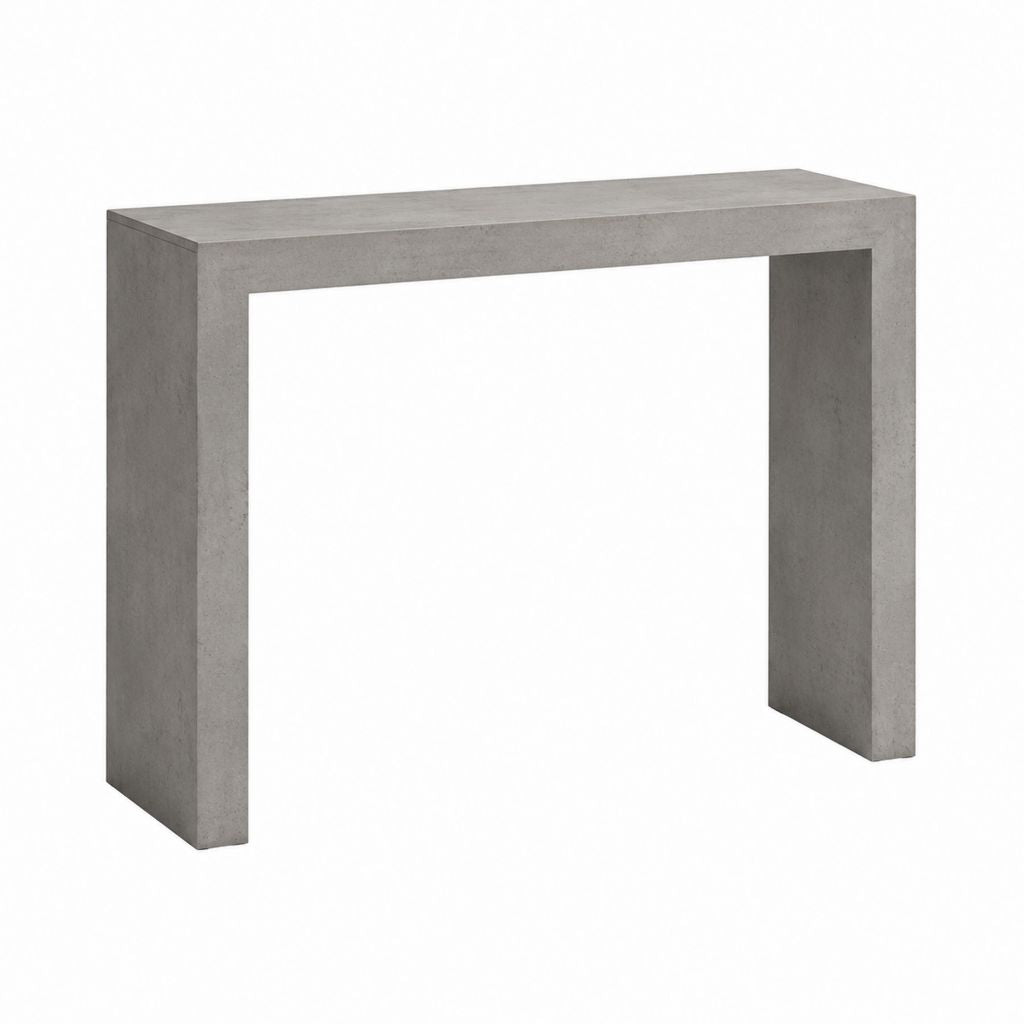 Console d'entrée grise en panneaux de particules décor béton rectangulaire 120 x 35 x 76 cm