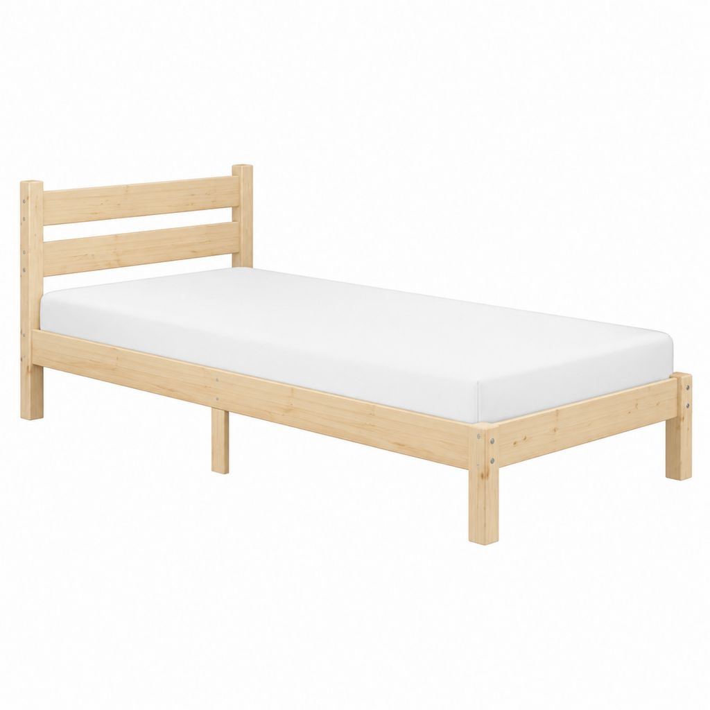 Cadre de lit 1 place en pin massif naturel 90 x 190 cm