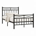 Cadre de lit double 140 x 190 cm noir en acier avec tête et pied de lit